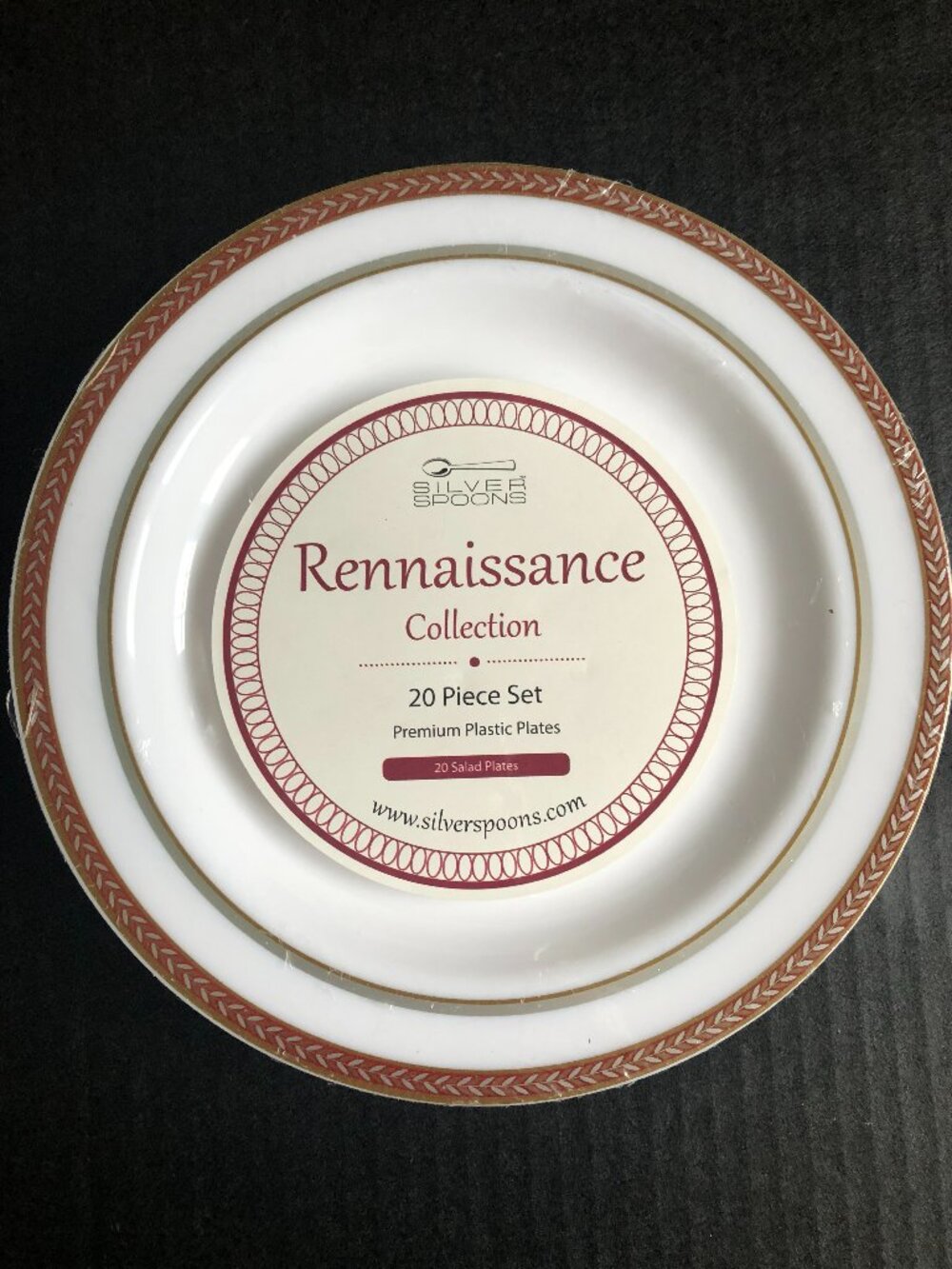 SILVER SPOONS DISPOSABLE SALAD PLASTIC PLATES 20 pc Renaissance